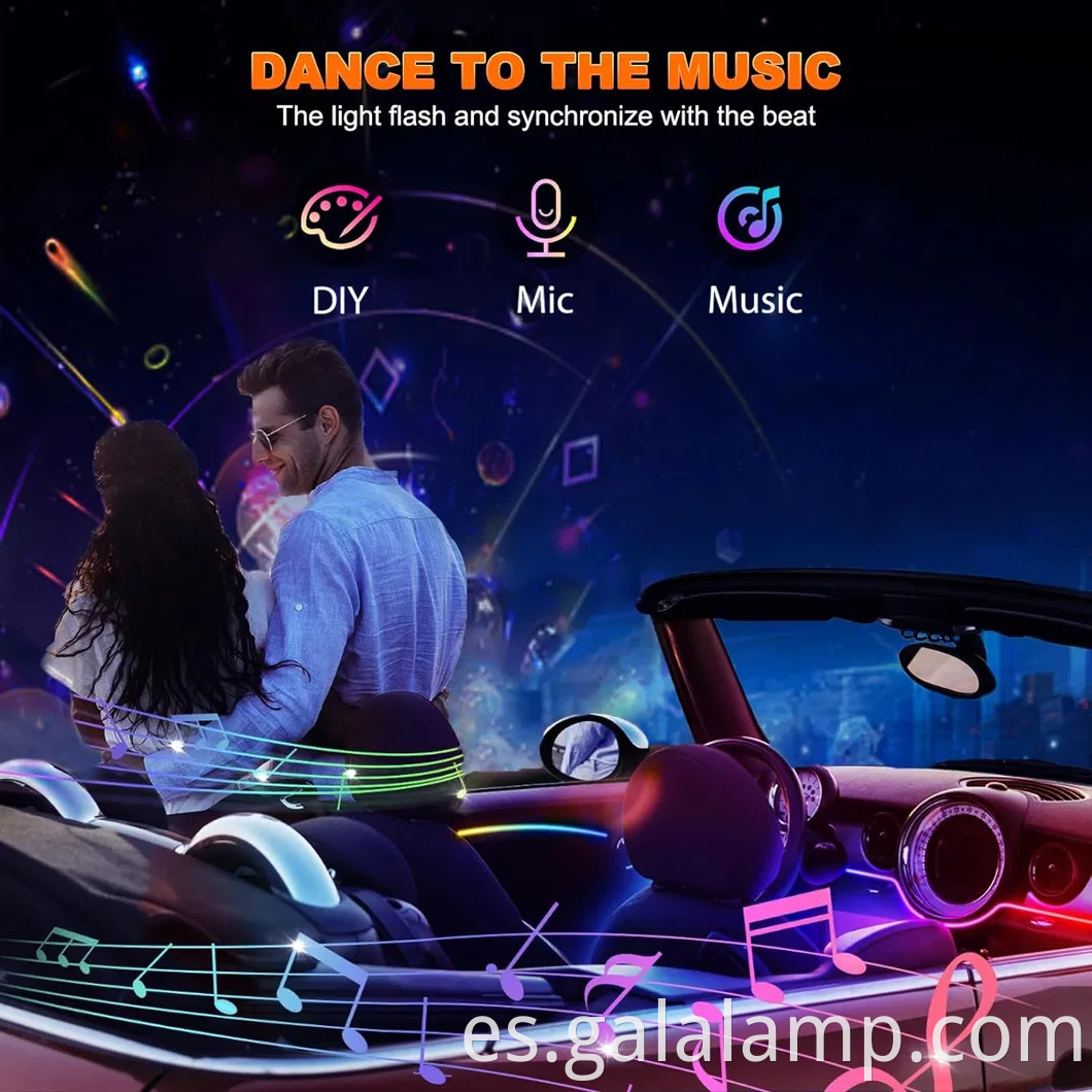 Kit de tiras de luz neón de neón LED vibrante para ambiente de automóvil